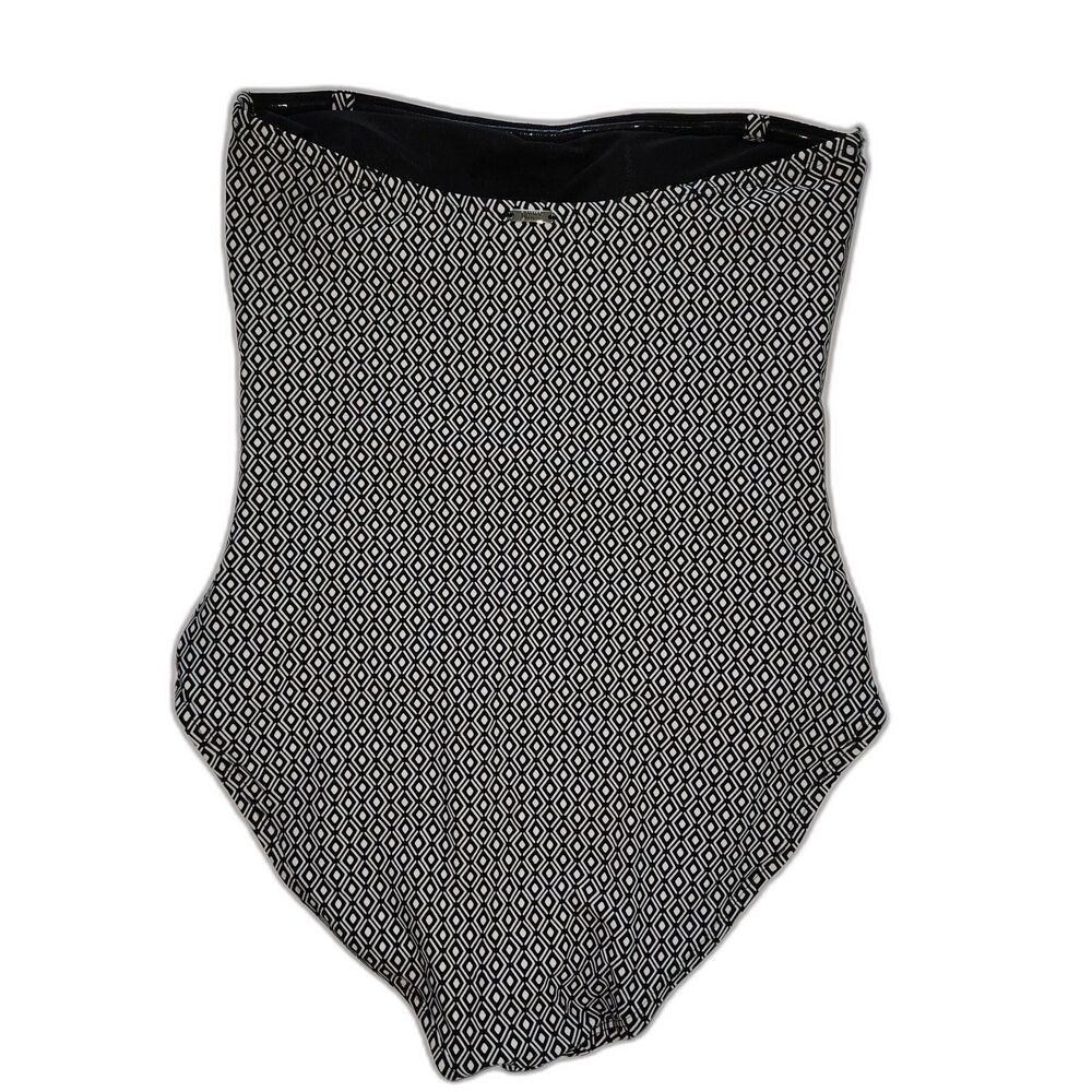 DKNY Strapless One Piece Swimsuit Black & White Size M - Picture 6 of 9